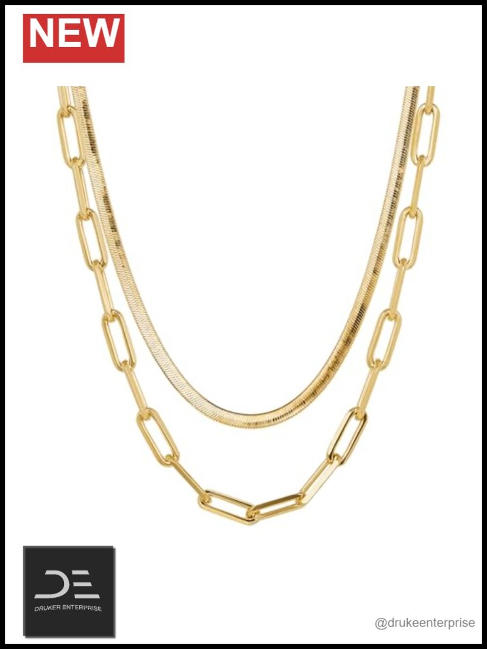 Layering Necklace Set, Waterproof Tarnish-Free Brass